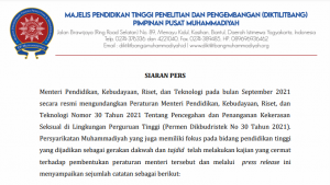 Majelis Diktilitbang PP Muhammadiyah Sikapi Permen Dikbudristek No 30 Tahun 2021